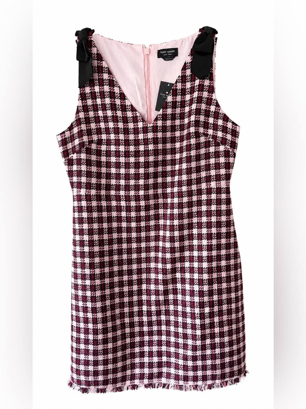 Kate Spade New York Renaissance Rose Tweed Dress with Black Bow Details